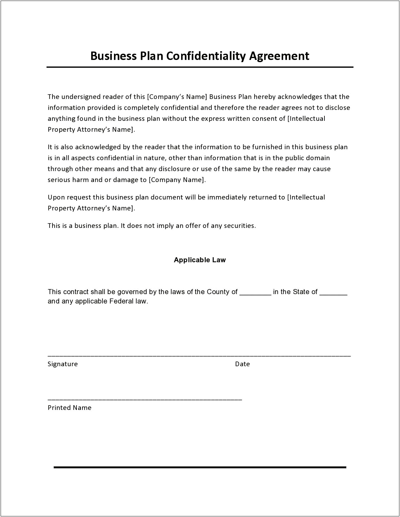 Free Confidentiality Agreement Template Business Sale