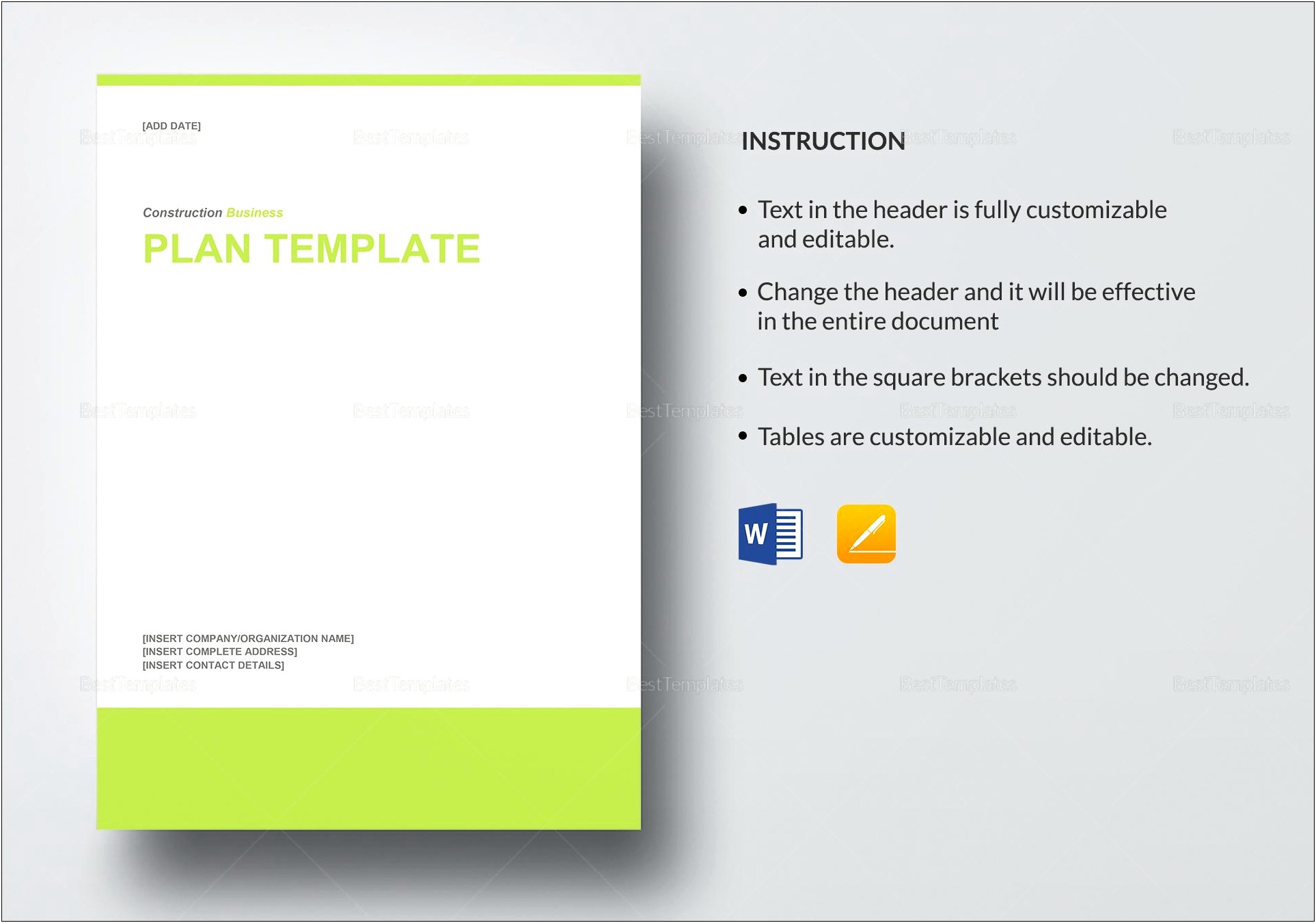 Free Construction Business Plan Template Word