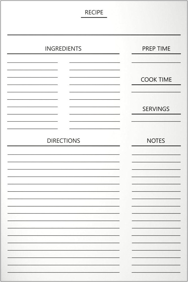 Free Cookbook Categories Templates Black And White