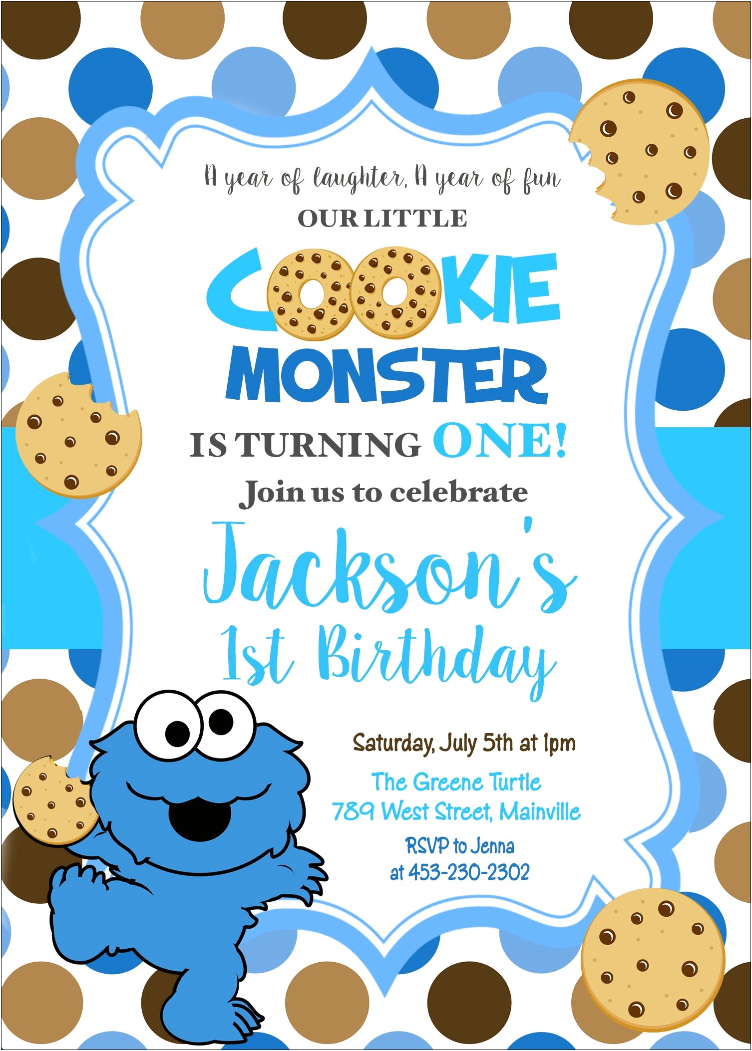 Free Cookie Monster Birthday Invitation Template