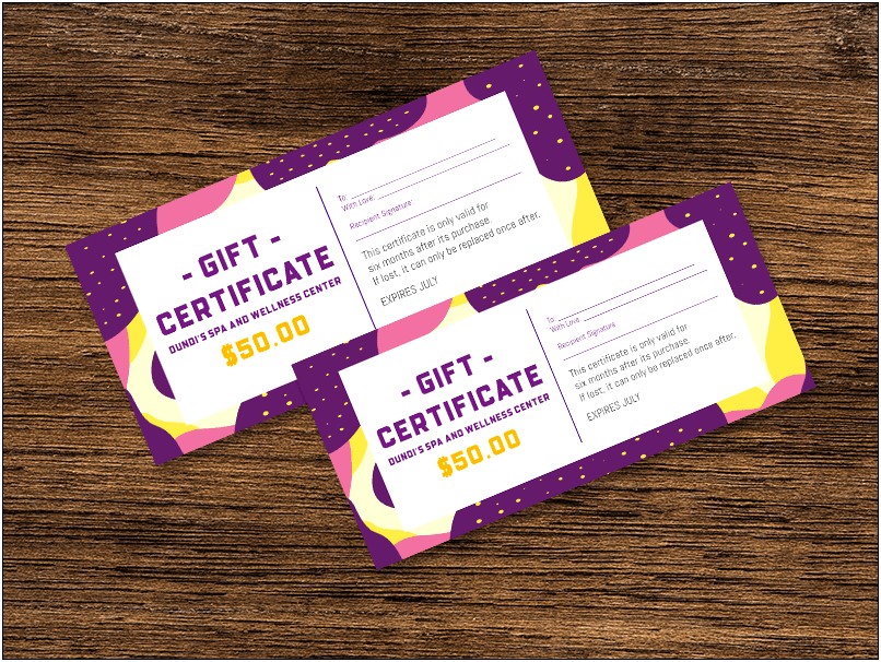 Free Customizable Email Gift Certificate Template Php