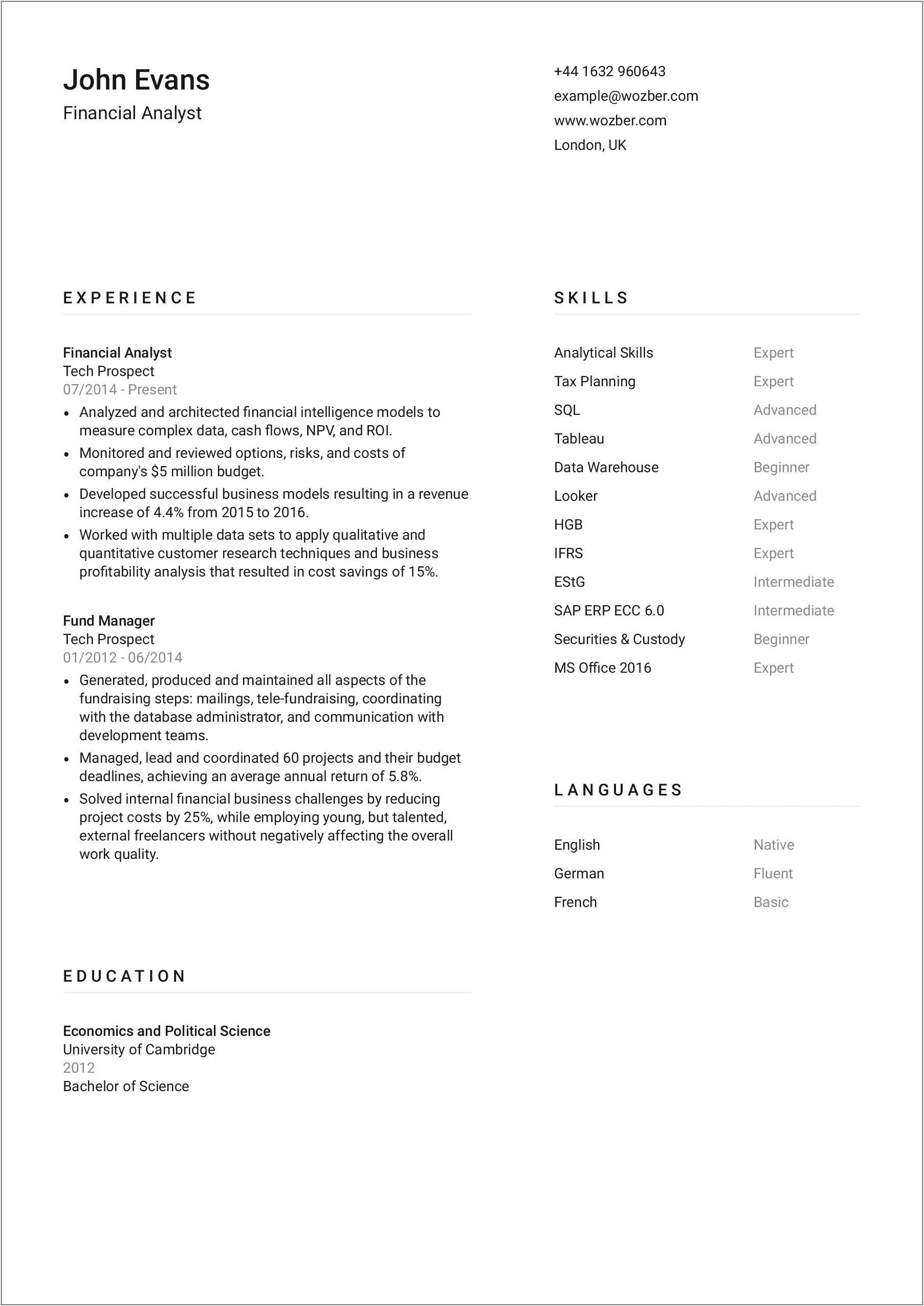 Free Cv Template For Students Uk