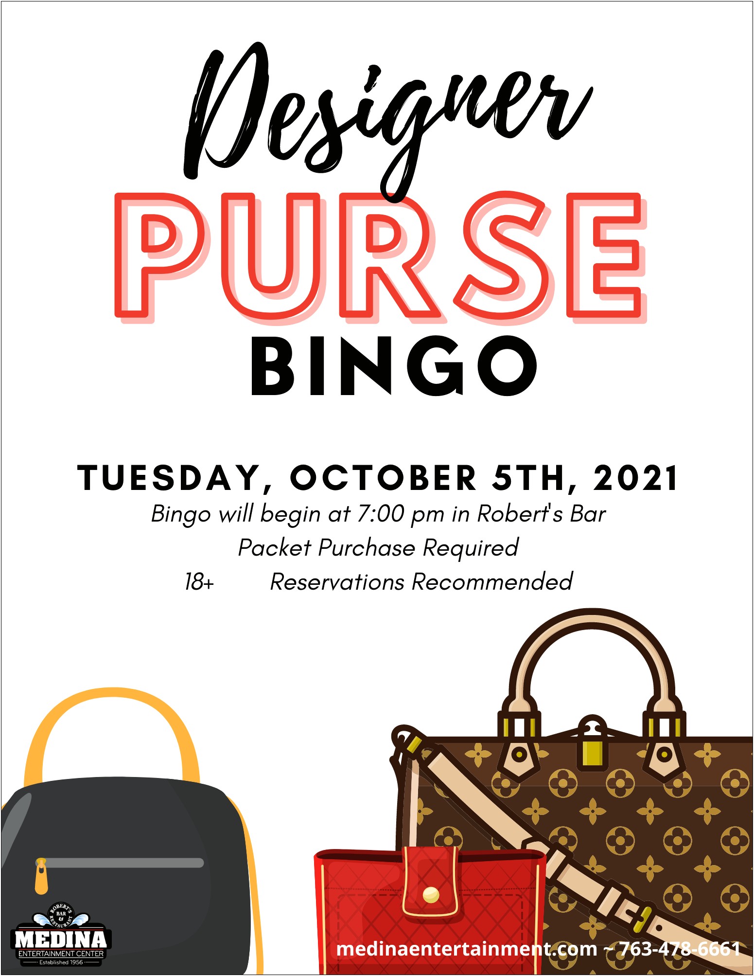 Free Designer Purse Bingo Flyer Template