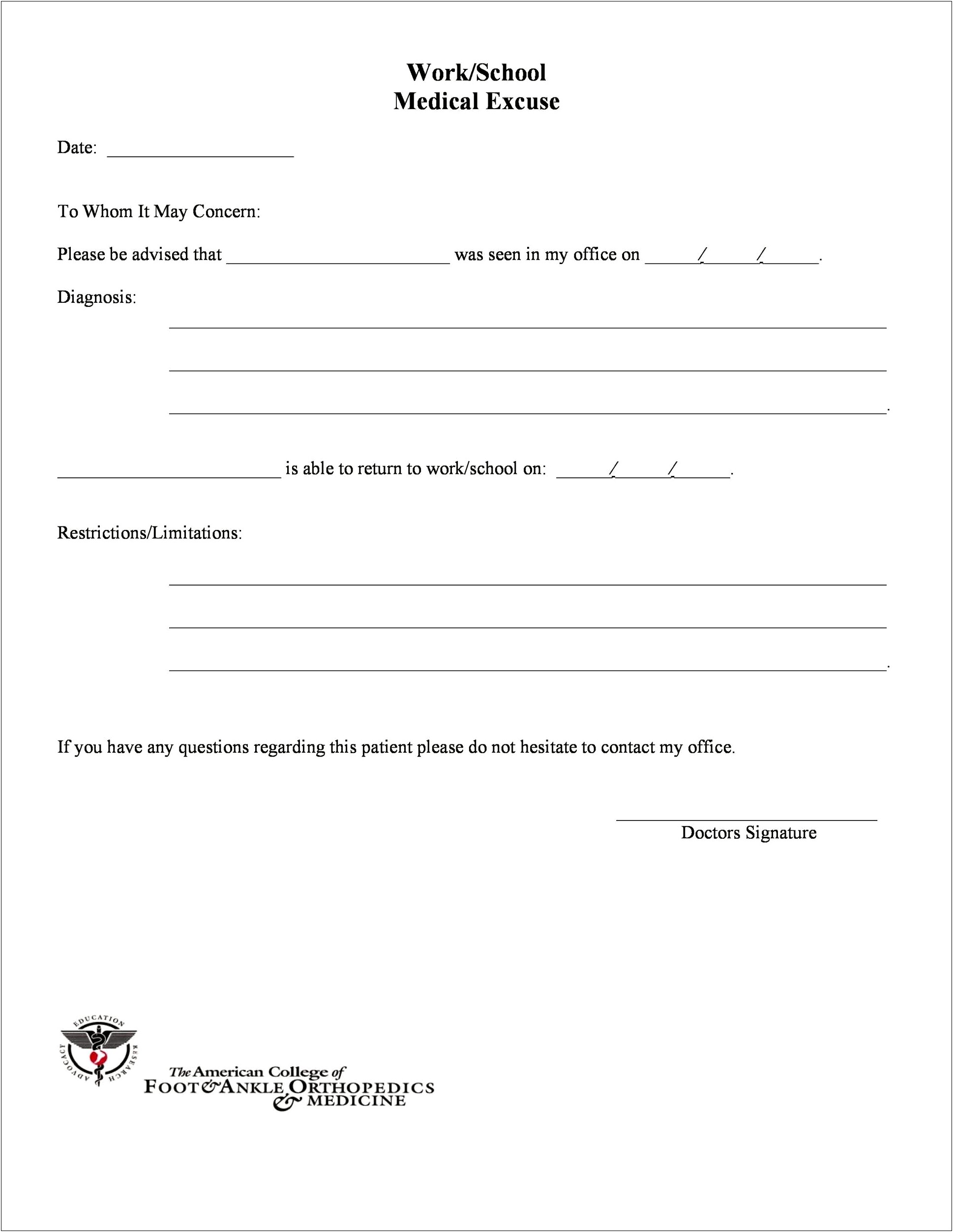 Free Doctors Note From Renown Template Reno