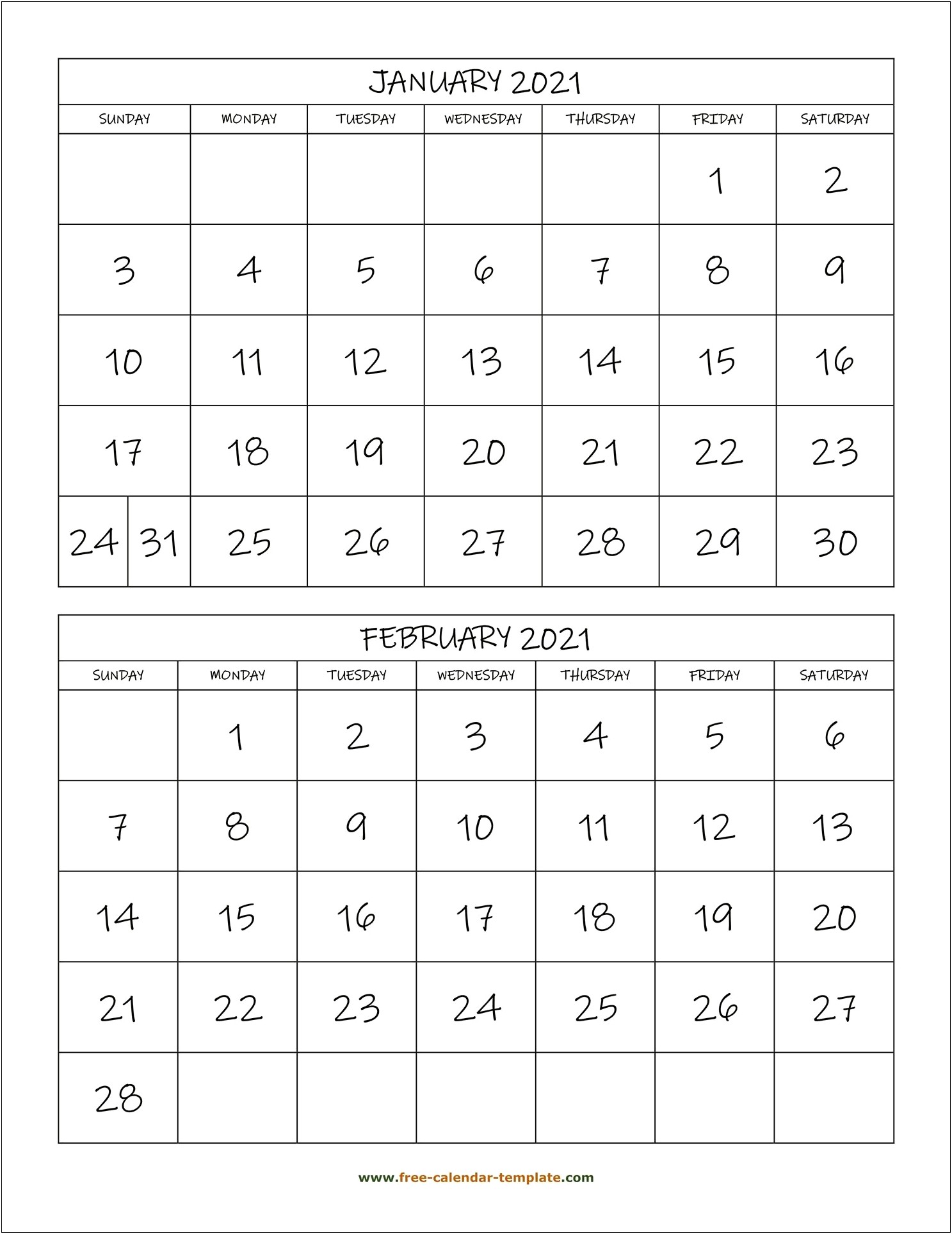 Free Download 2 Month Calendar Templates