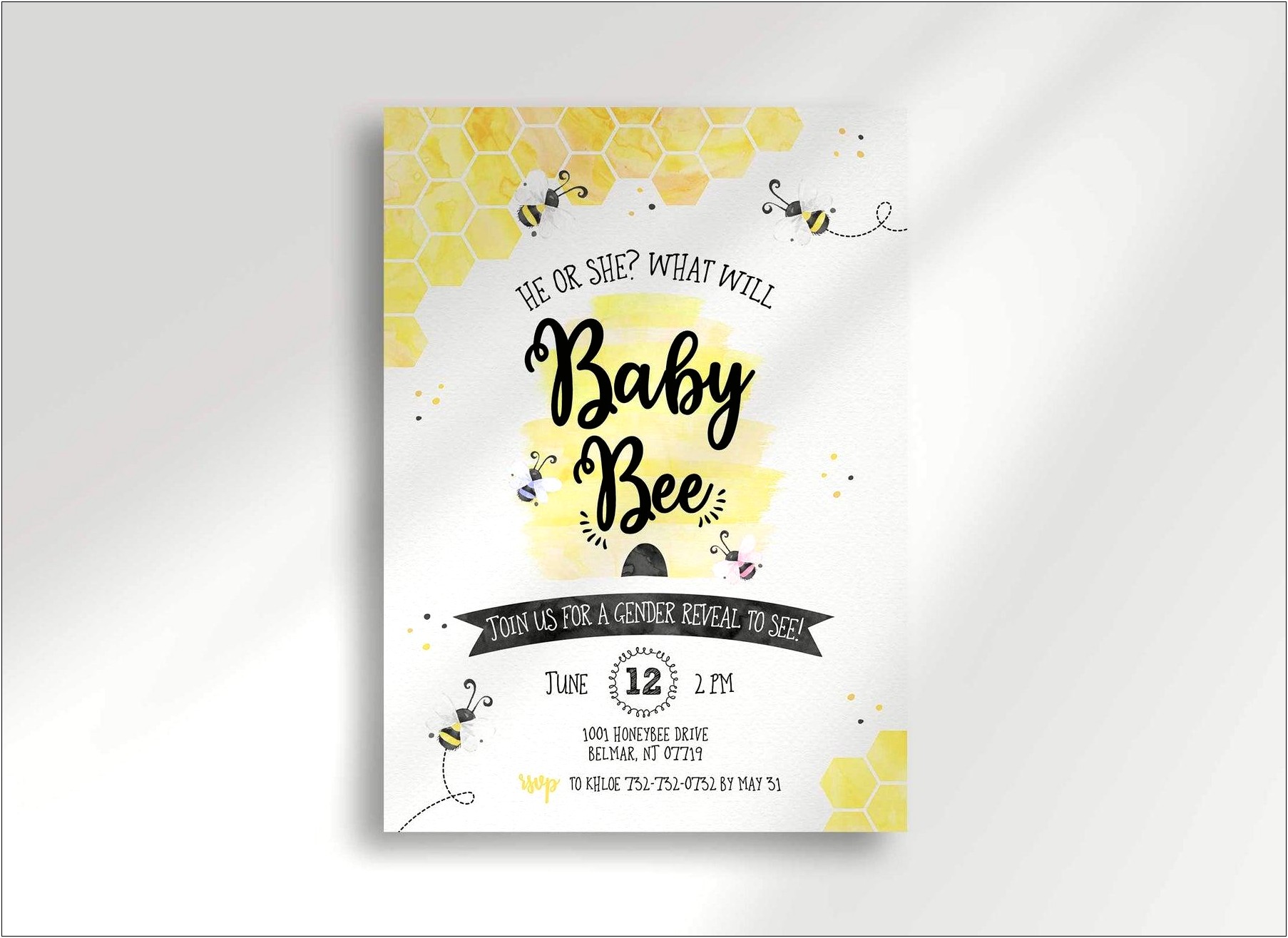 Free Download Baby Gender Revealed 5x7 Template Photoshop