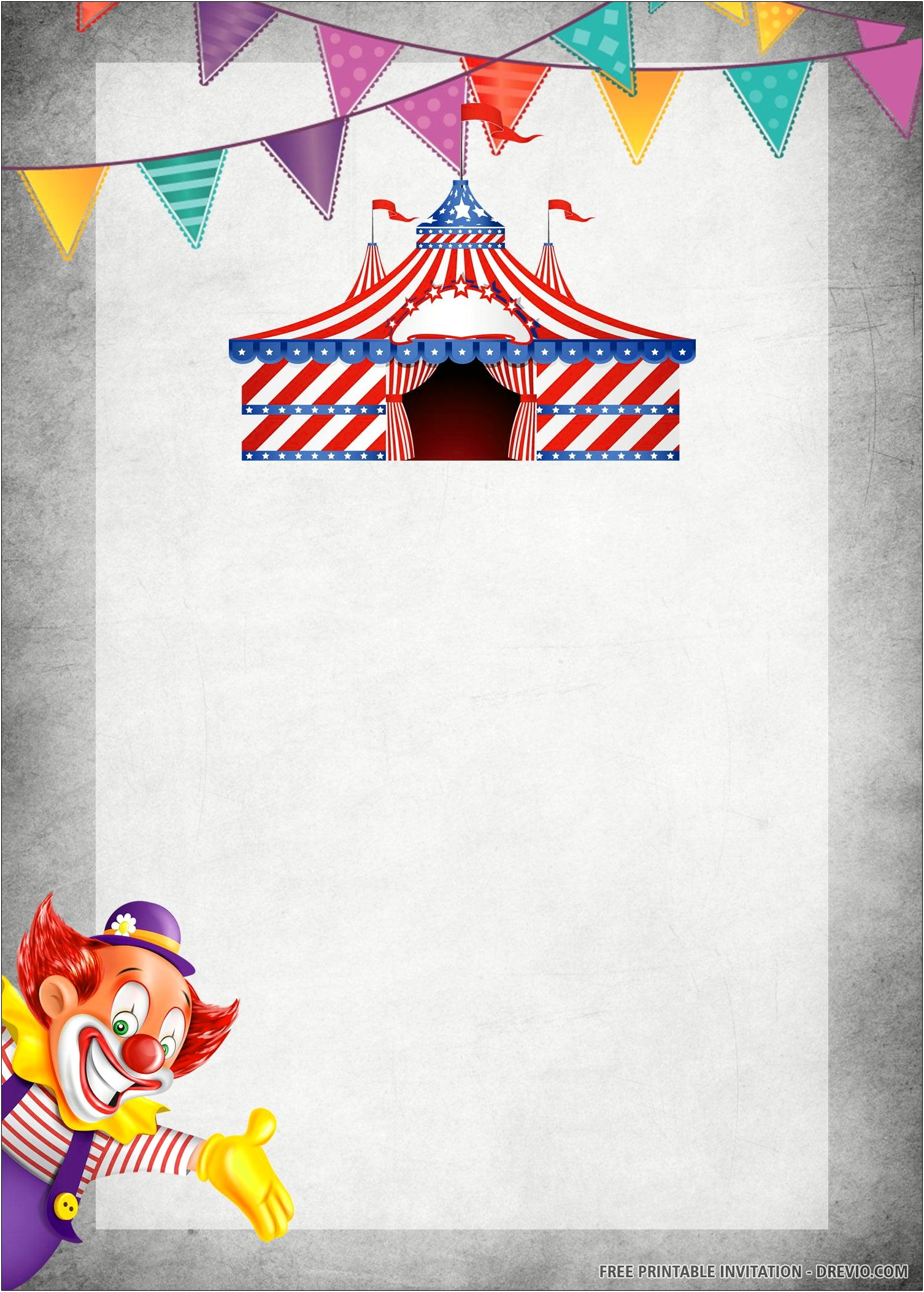 Free Download Circus Birthday Invitation Template