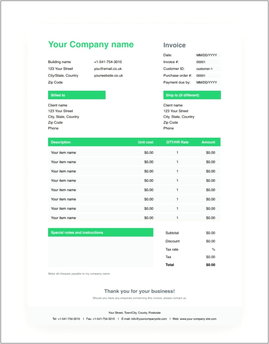 Free Download Google Docs Template Invvoice