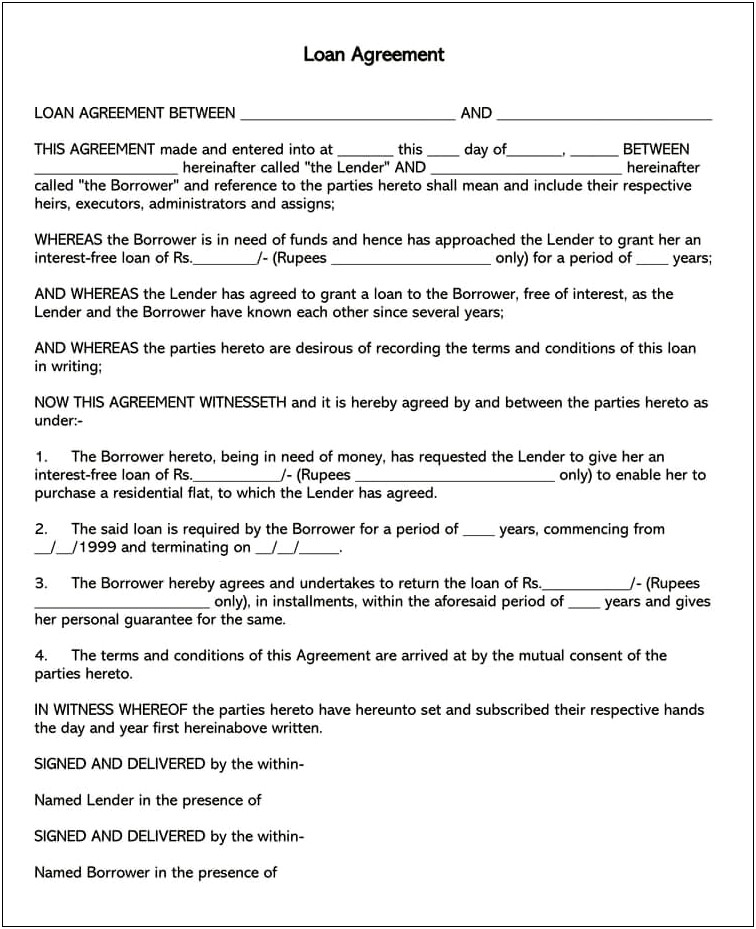 Free Download Personal Loan Friends Contract Template