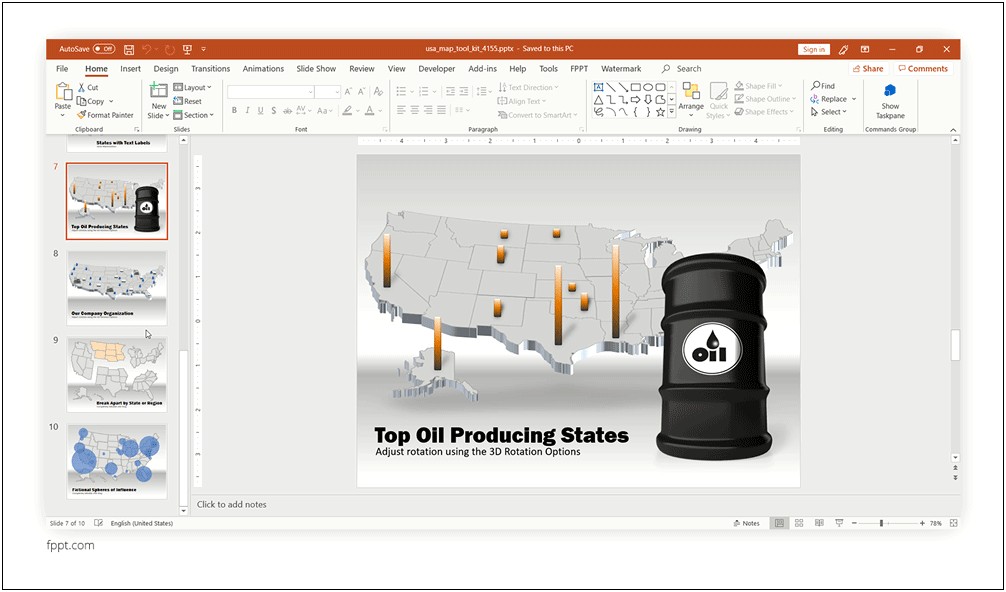 Free Download Powerpoint Template With Us States