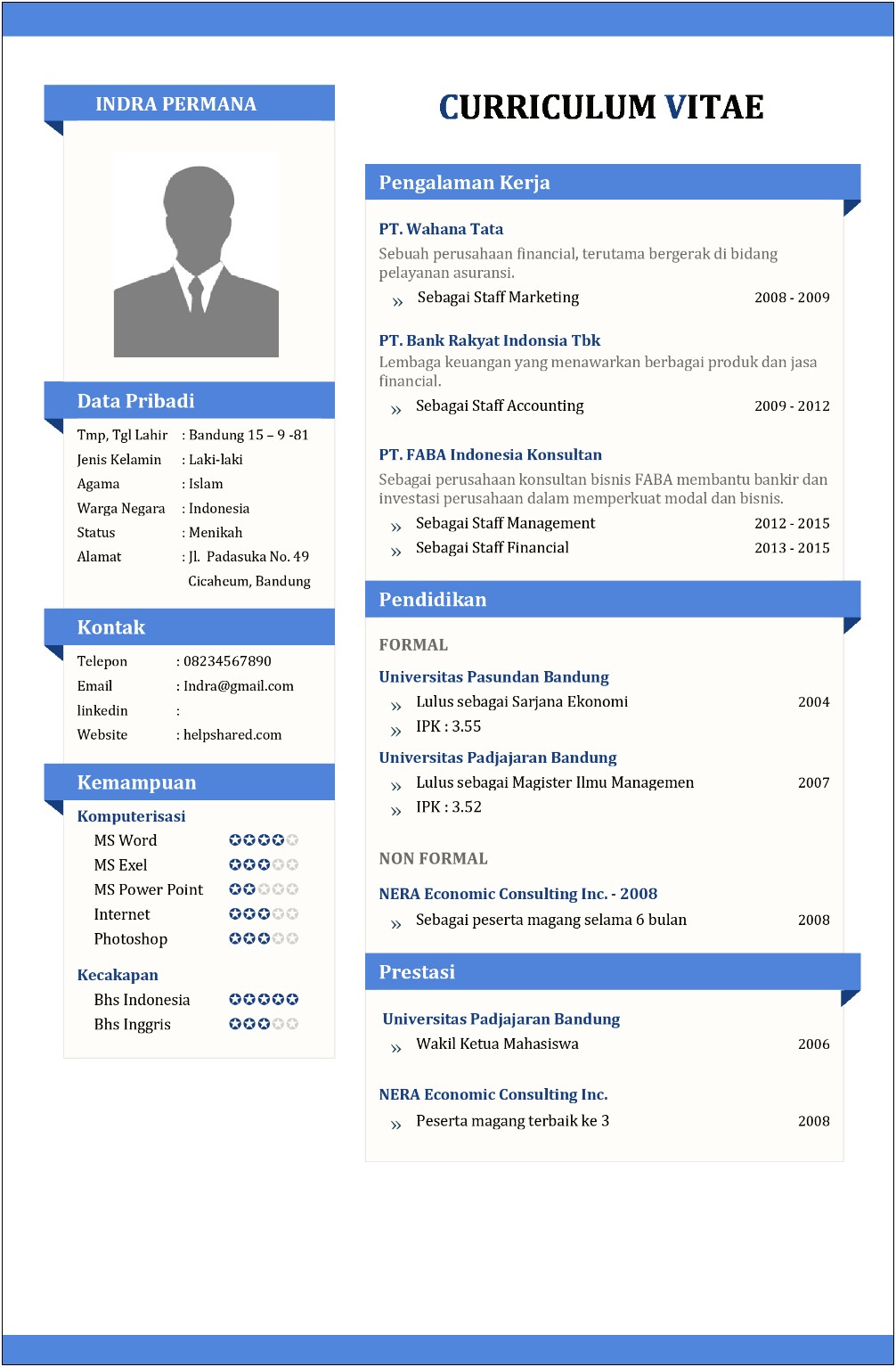 Free Download Template Cv Kreatif Word Fresh Graduate