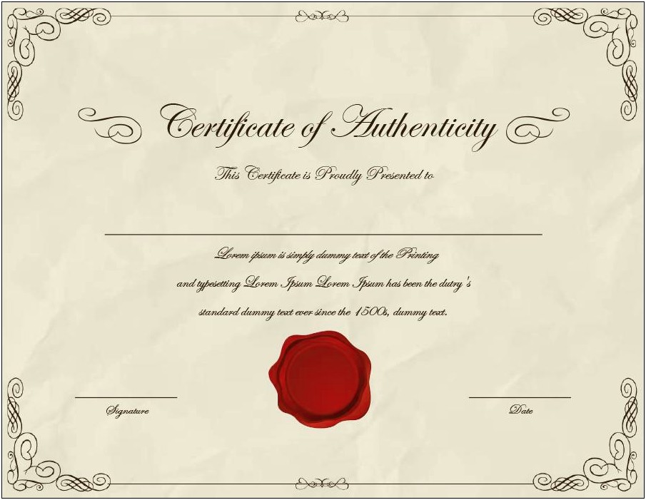 Free Downloadable Art Certificate Of Authenticity Templates