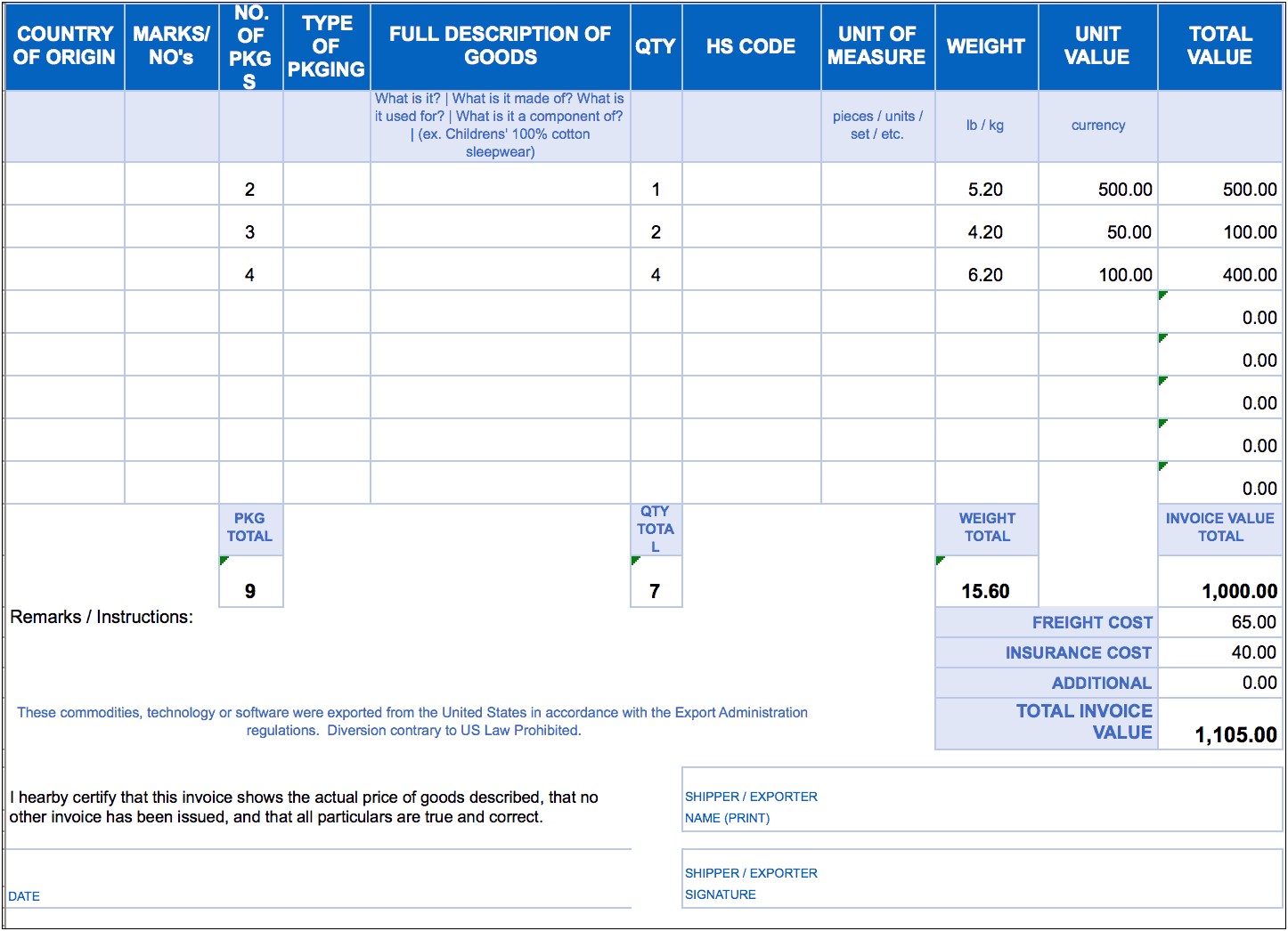 Free Downloadable Billing Statements Template For Microsoft Excel