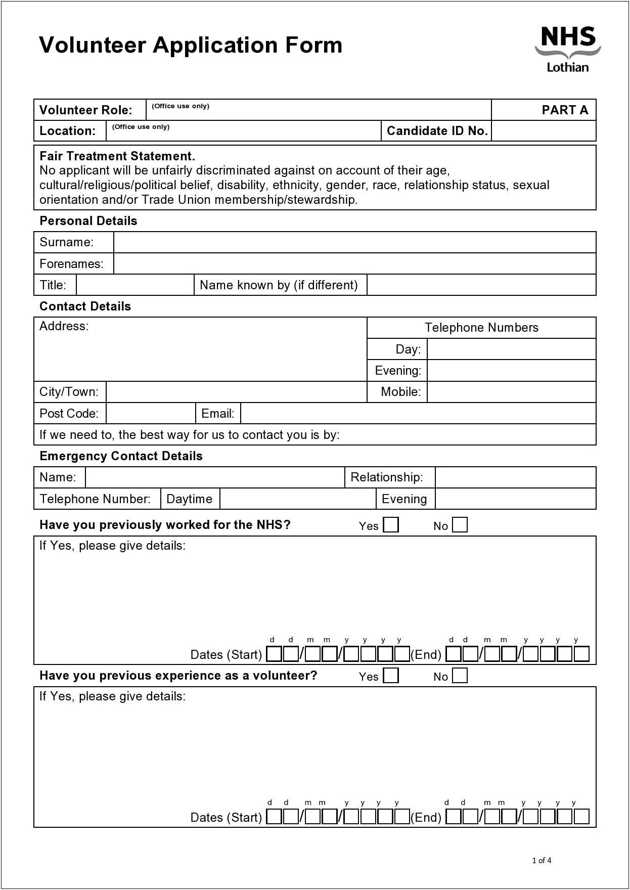 Free Downloadable Templates Of Volunteer Forms