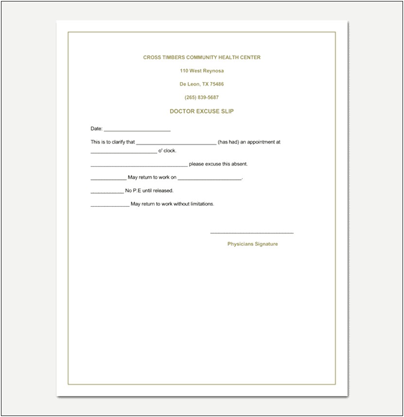 Free Drs Note Template Trinity Point