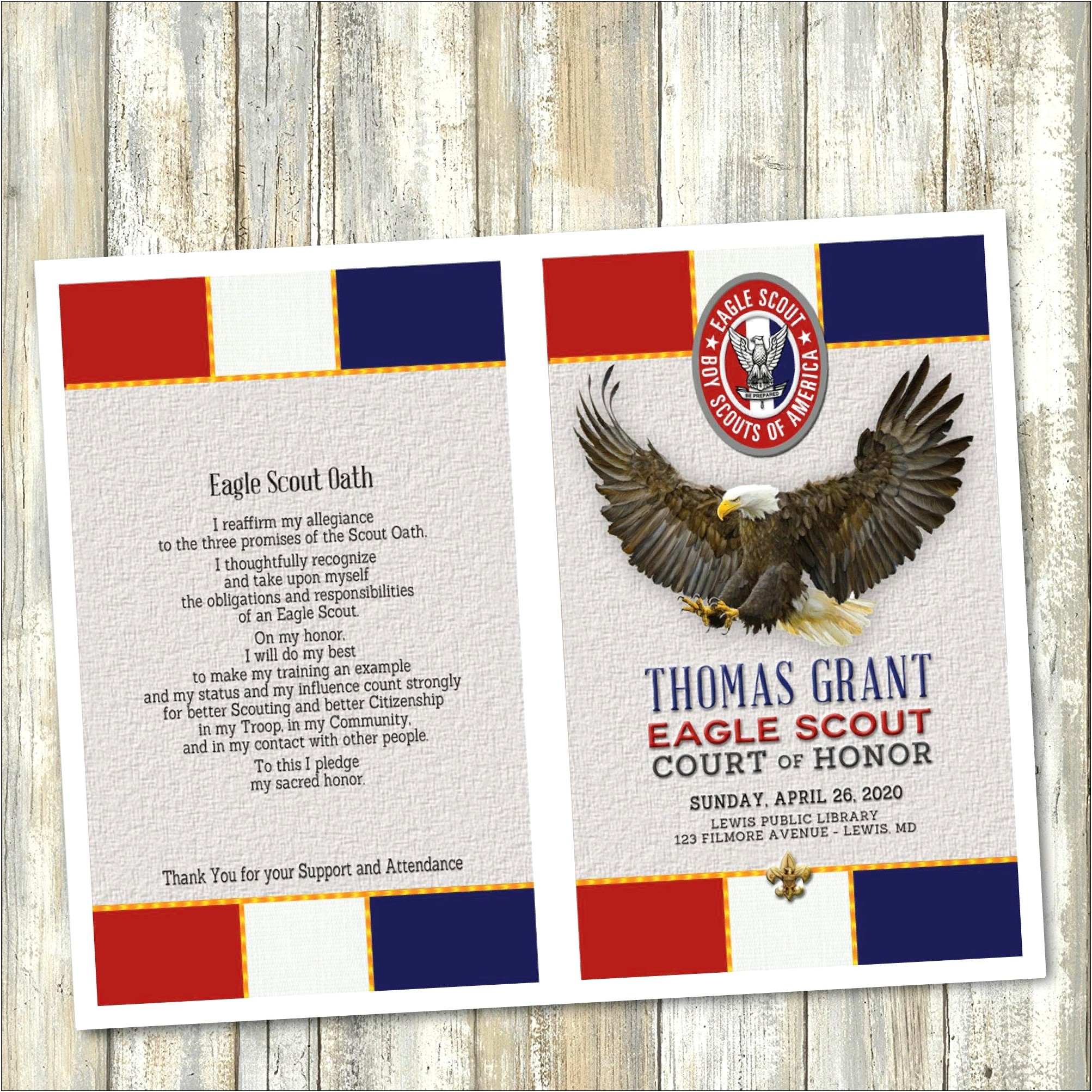Free Printable Eagle Court Of Honor Program Template