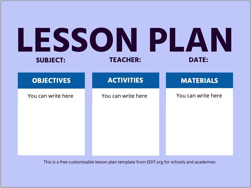 Free Early Childhood Lesson Plan Template