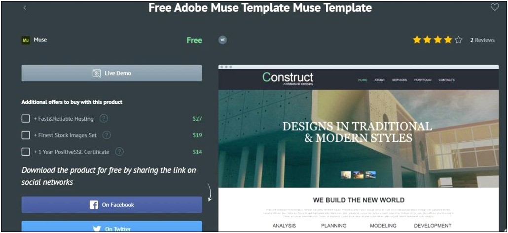 Free Ecommerce Ready Template For Adobe Muse