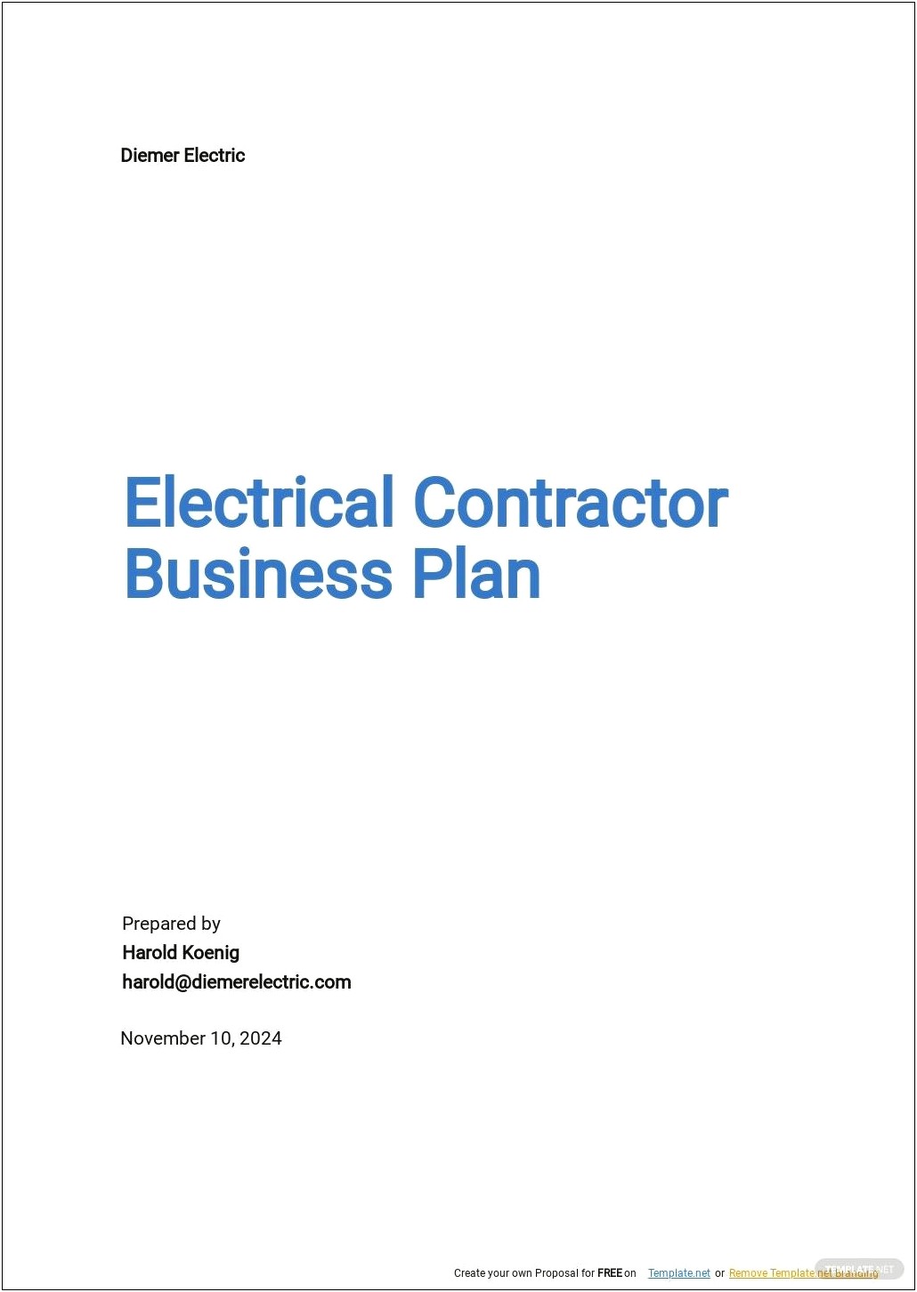 Free Electrical Contractor Business Plan Template