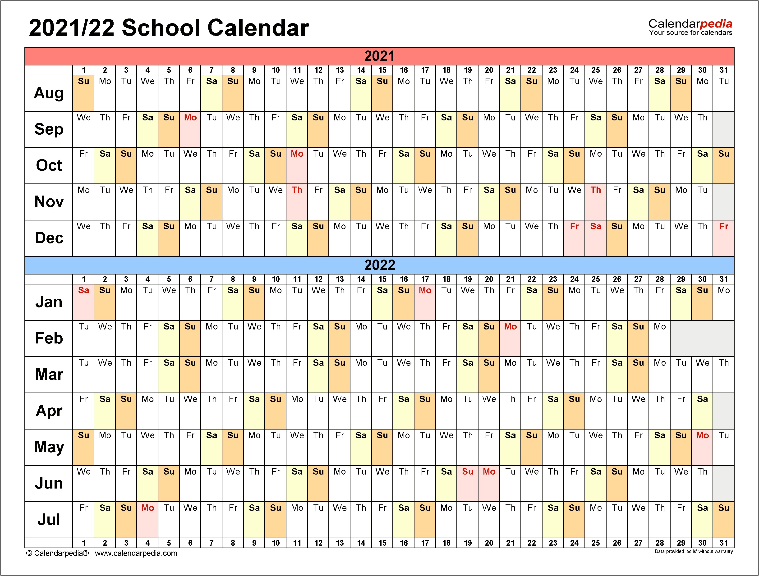 Free Elementary School Master Schedule Template