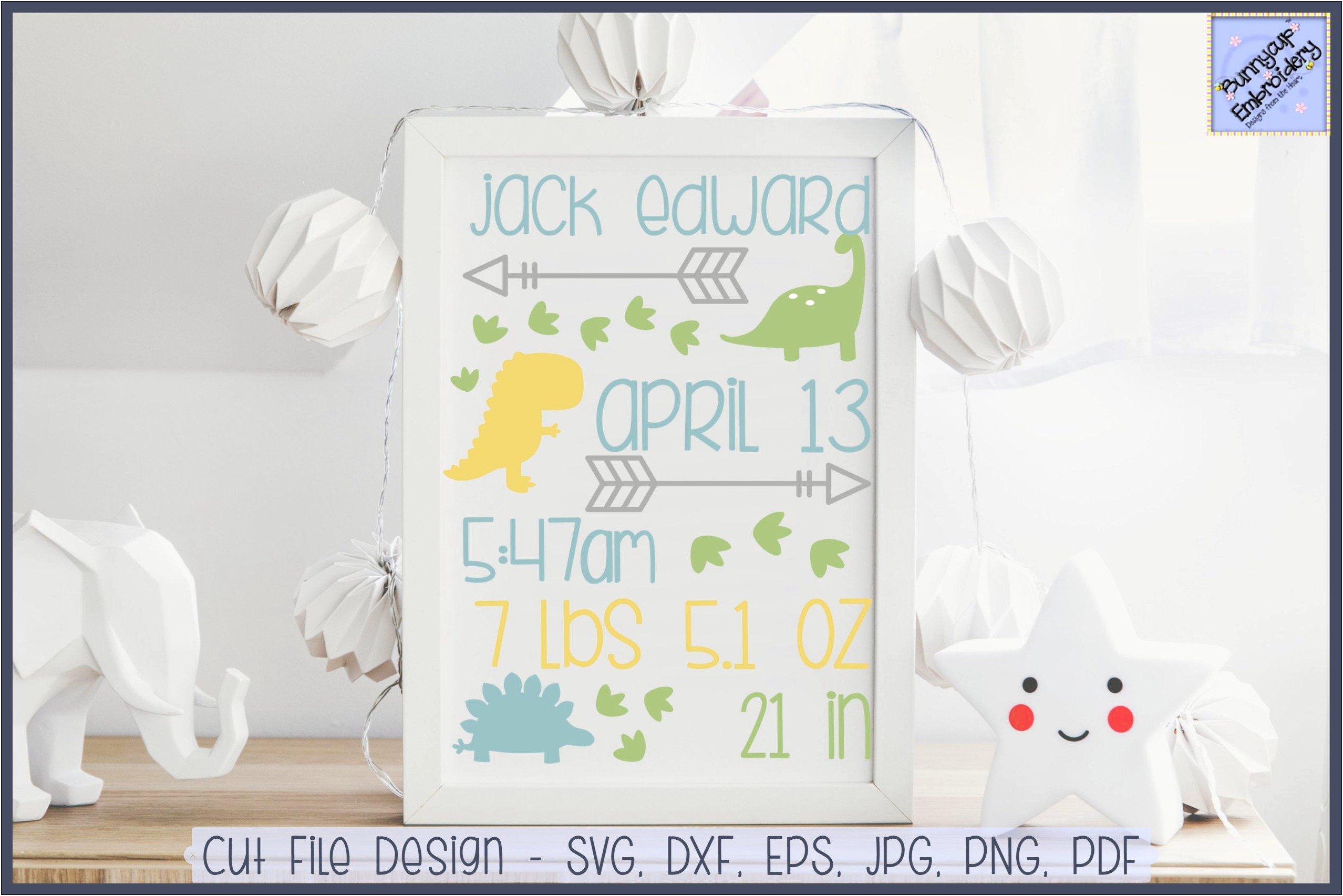 Free Embroidery Design Birth Announcement Template