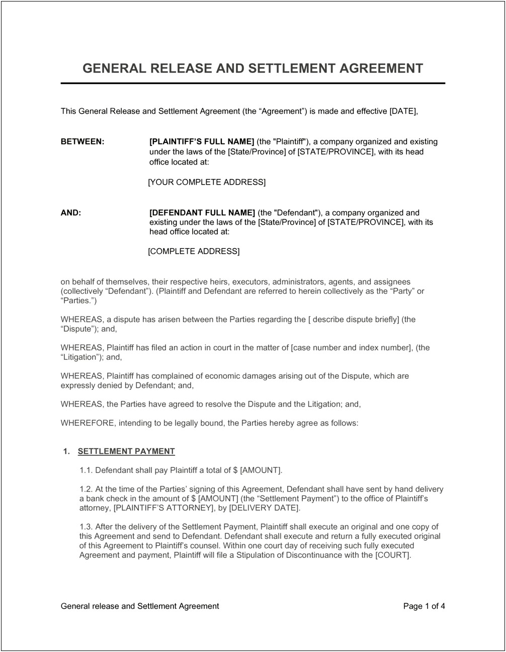 Free Employee General Separation And Release Form Template