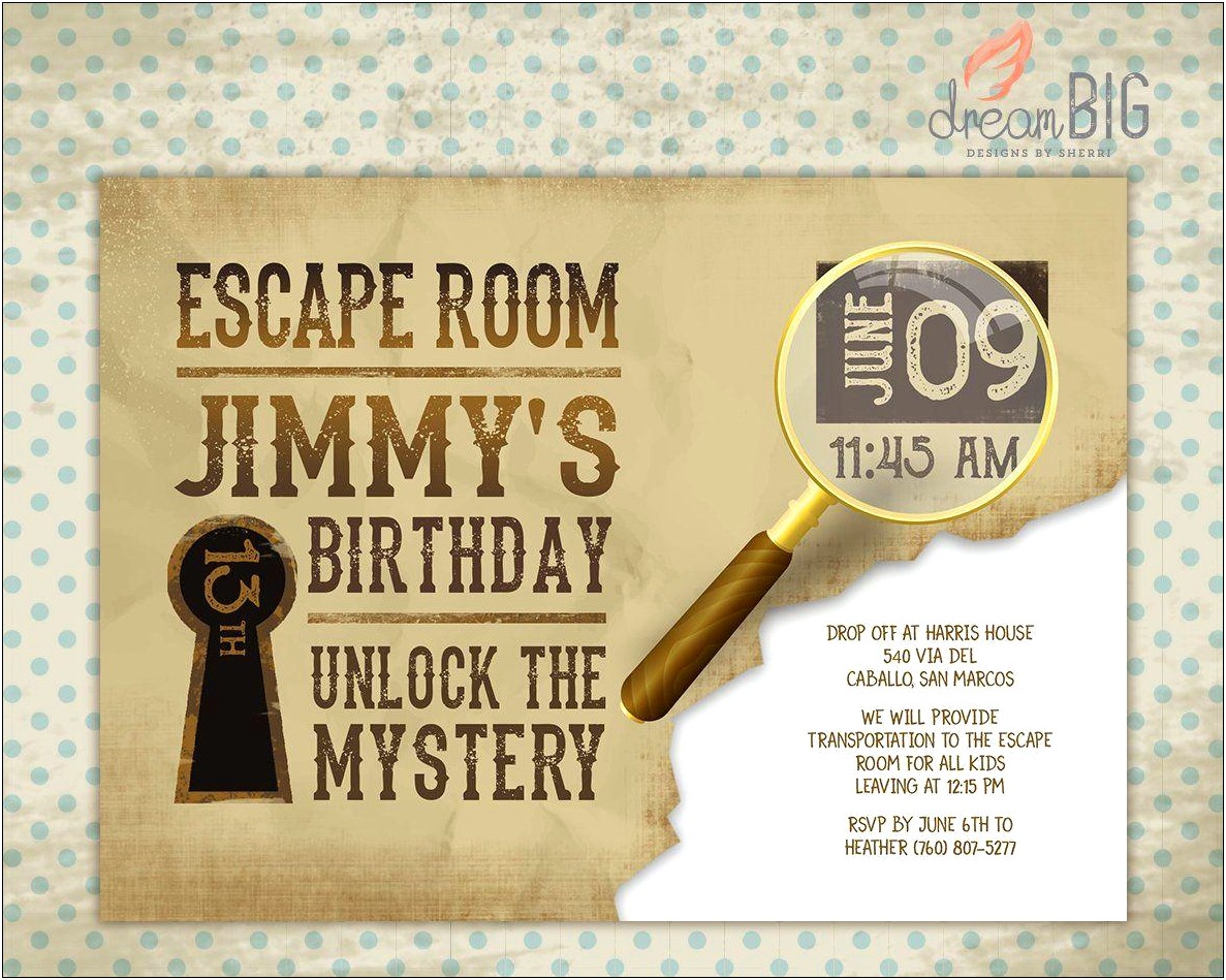 Free Escape Room Party Invitation Template