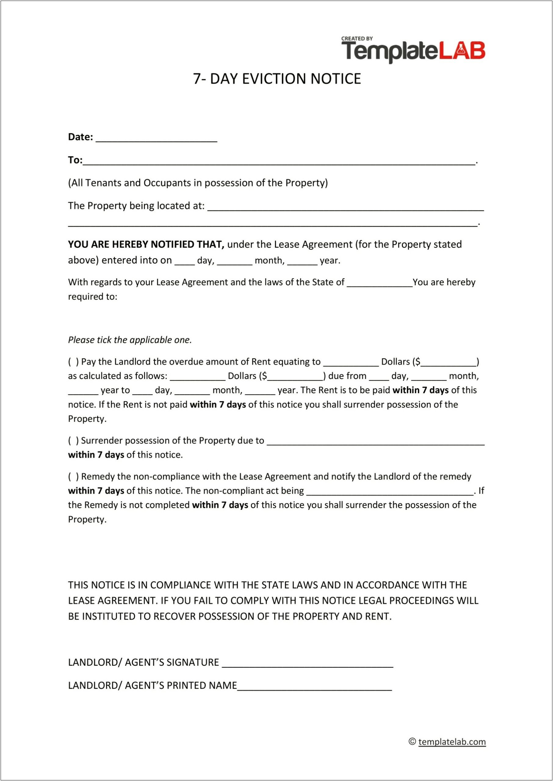 Free Eviction Letter Template For Word