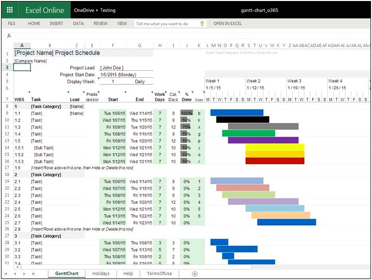 Free Excel 2013 Gantt Chart Template