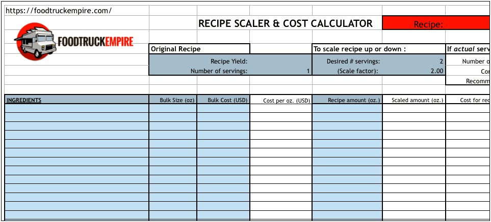 Free Excel Cost Sheet Template With Cogs