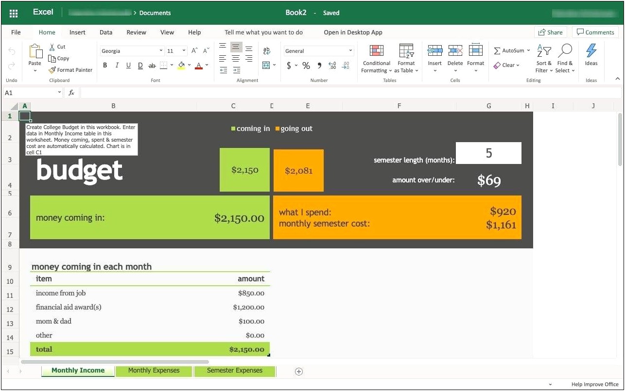 Free Excel Templates For Monthly Budgeting