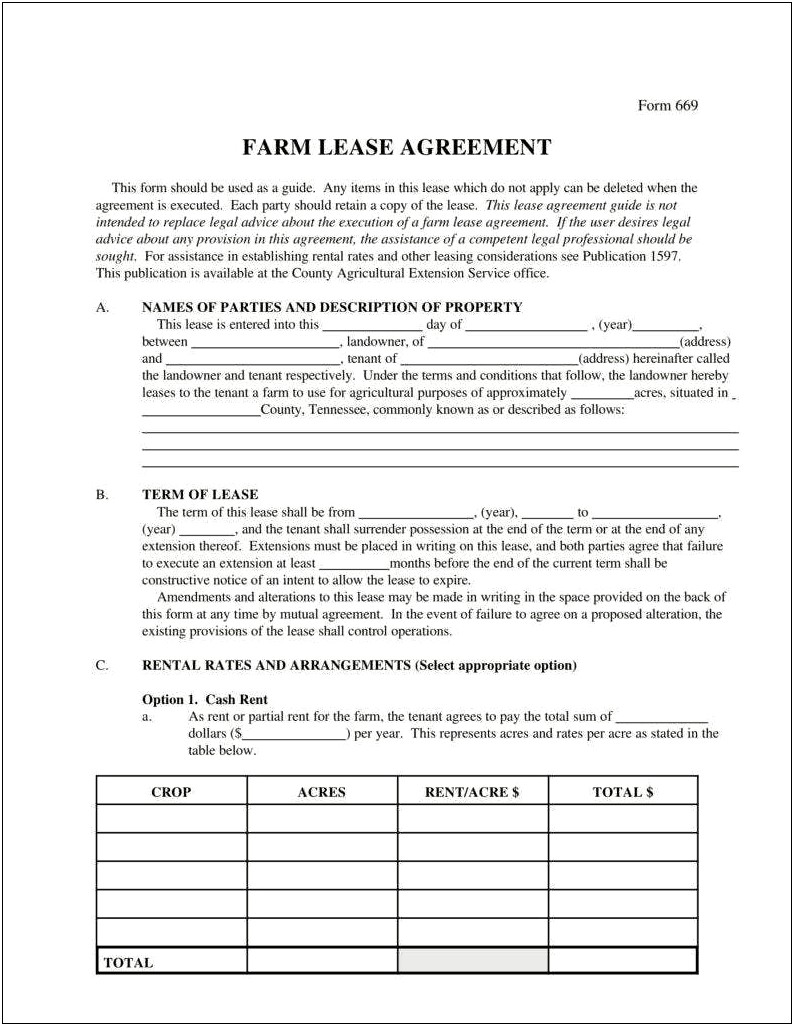 Free Farm Lease Agreement Template Australia