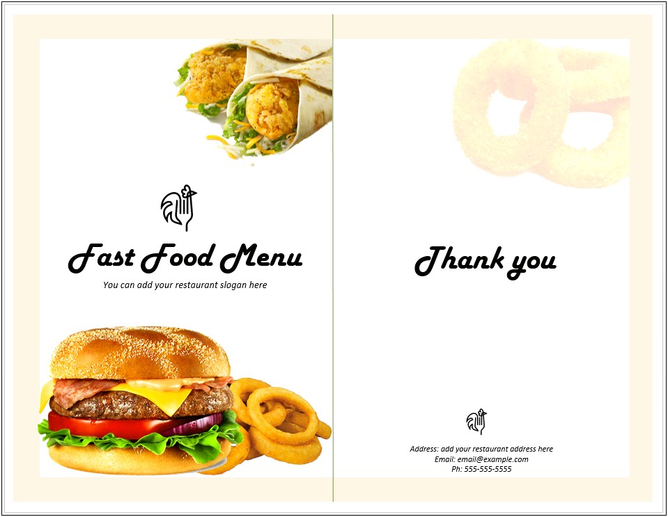 Free Fast Food Menu Design Templates