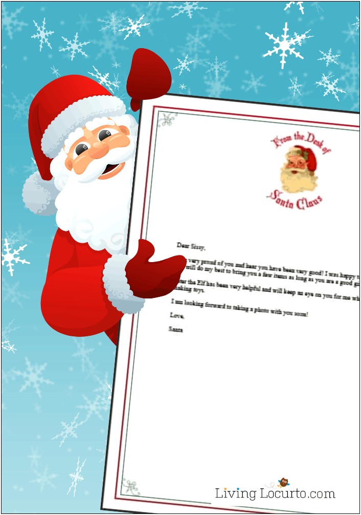 Free Father Christmas Reply Letters Template