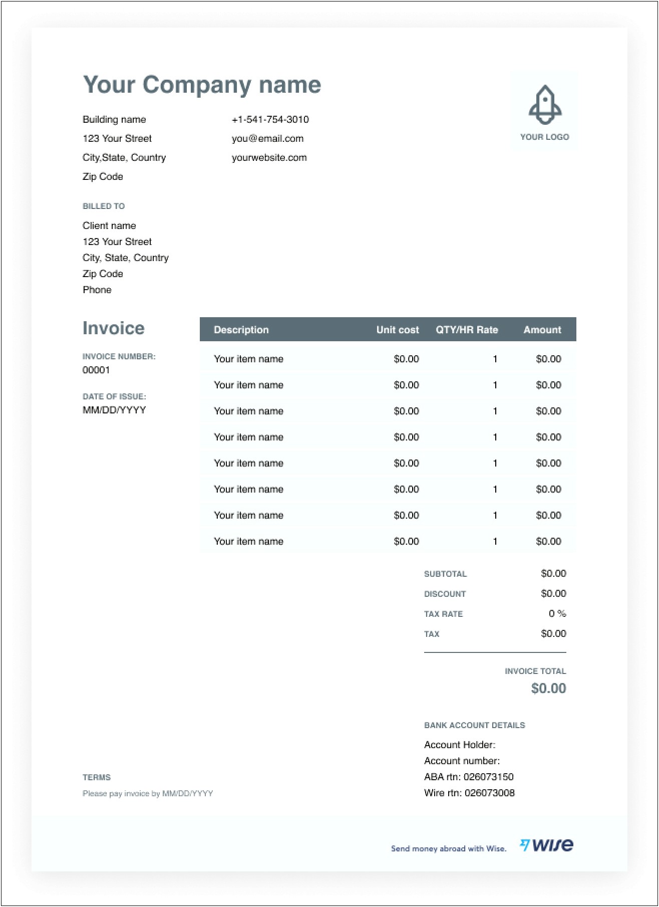 Free Fillable And Printable Invoice Templates