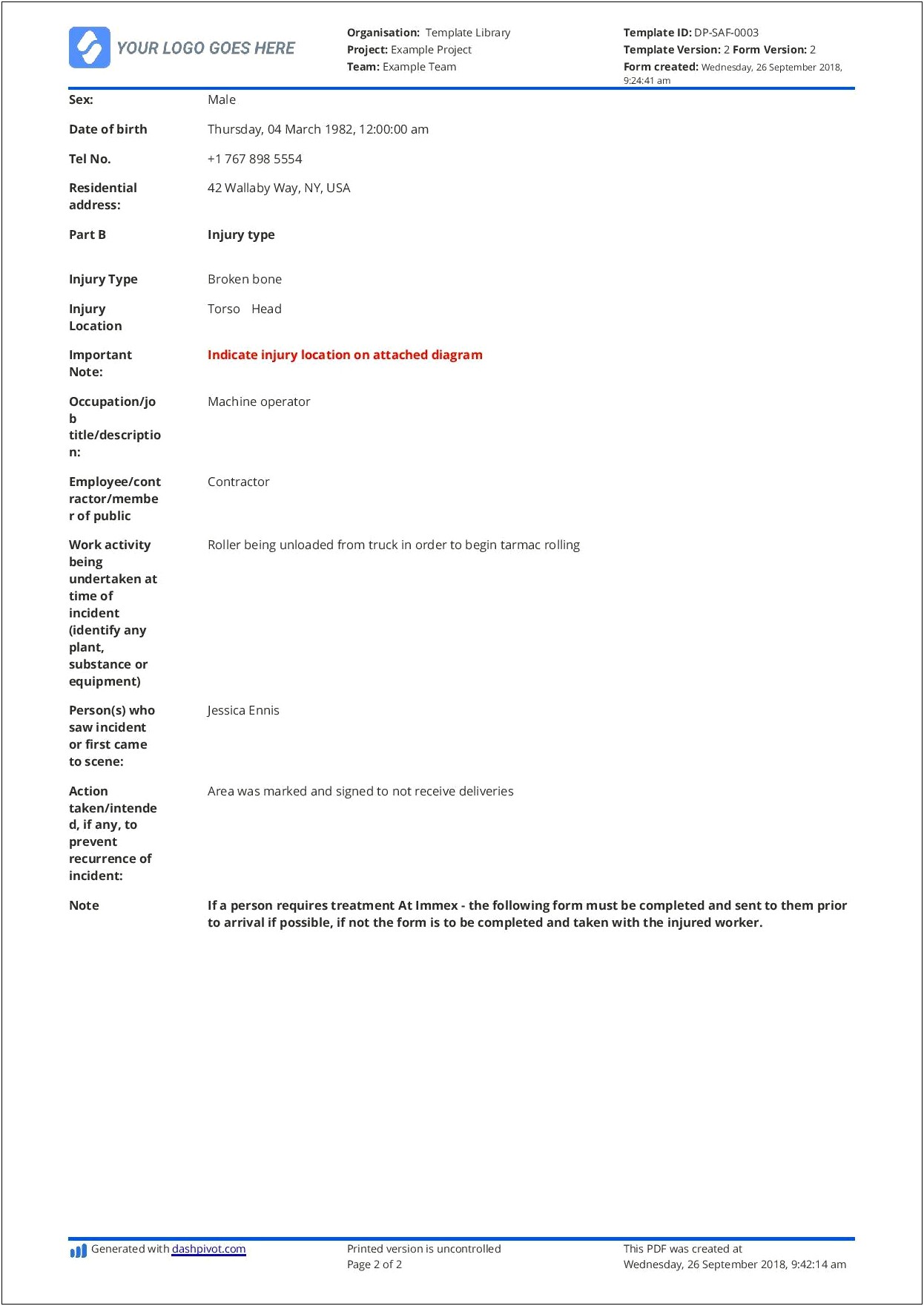 Free First Aid Report Form Template