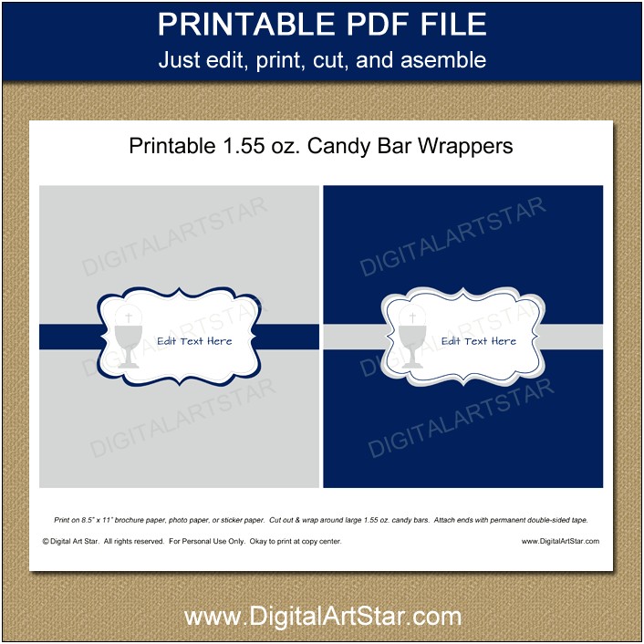 Free First Communion Candy Bar Wrapper Template