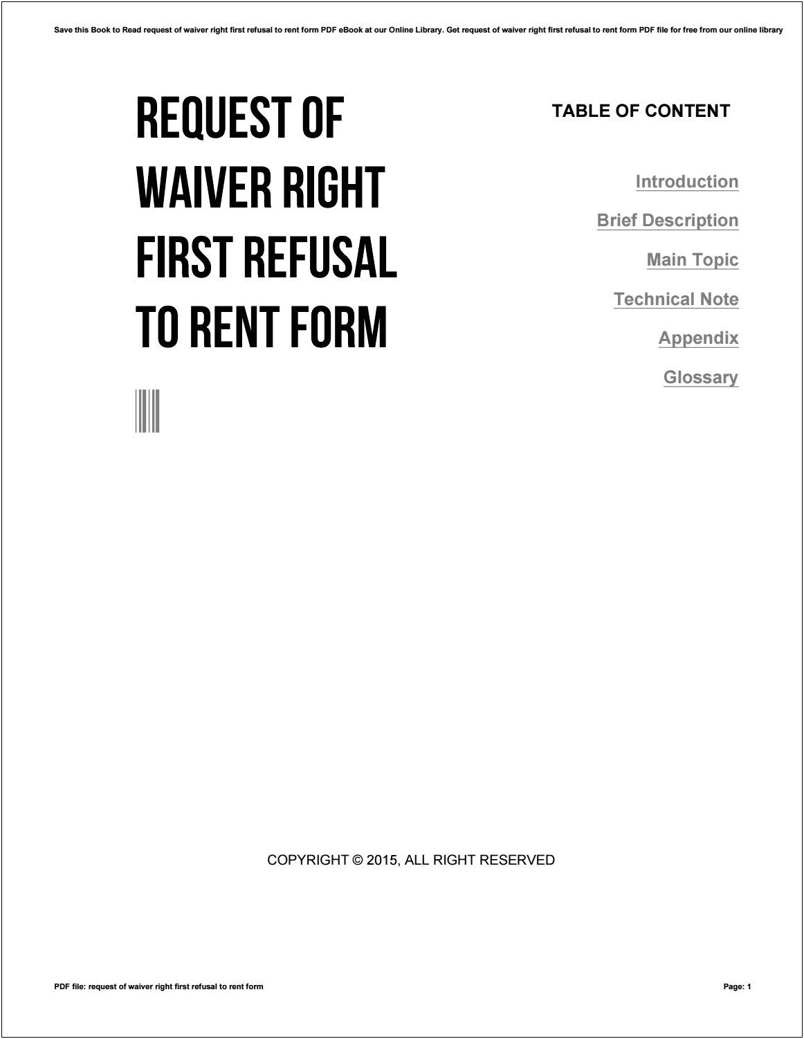 Free First Right Of Refusal Template