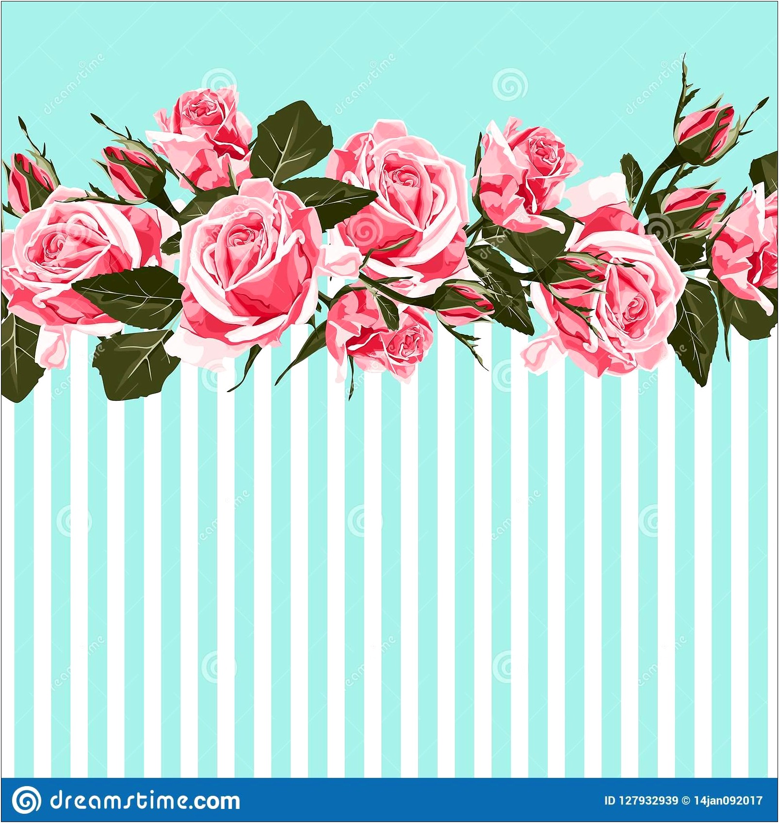 Free Floral Stripe Border Template Teal Pink