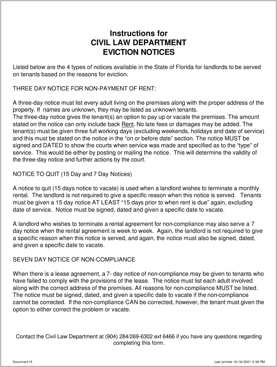 Free Florida Notice To Owner Template