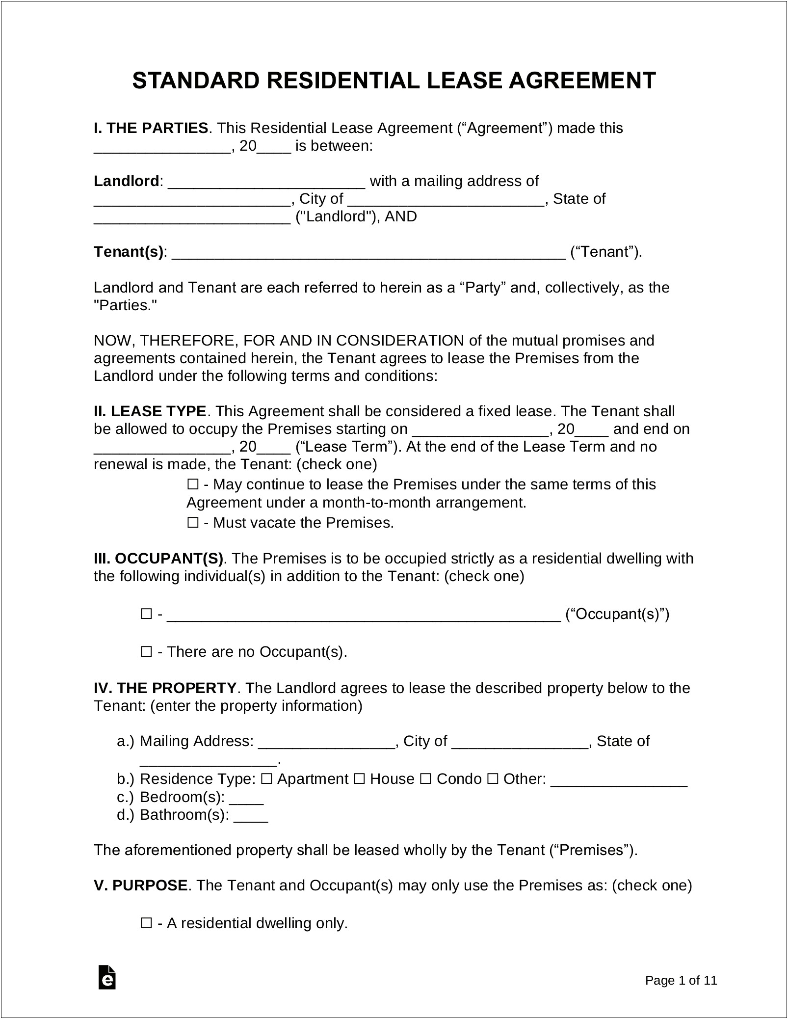 Free Google Doc Template For California Residential Lease