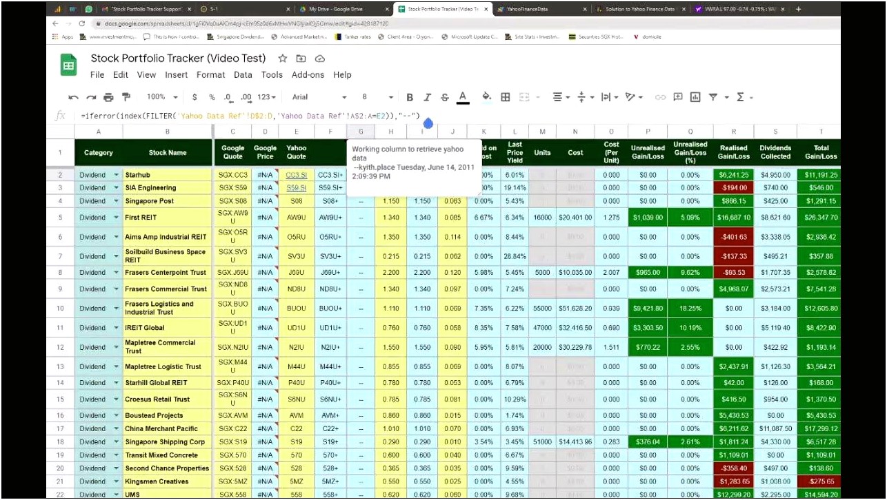 Free Google Sheets Stock Tracker Template