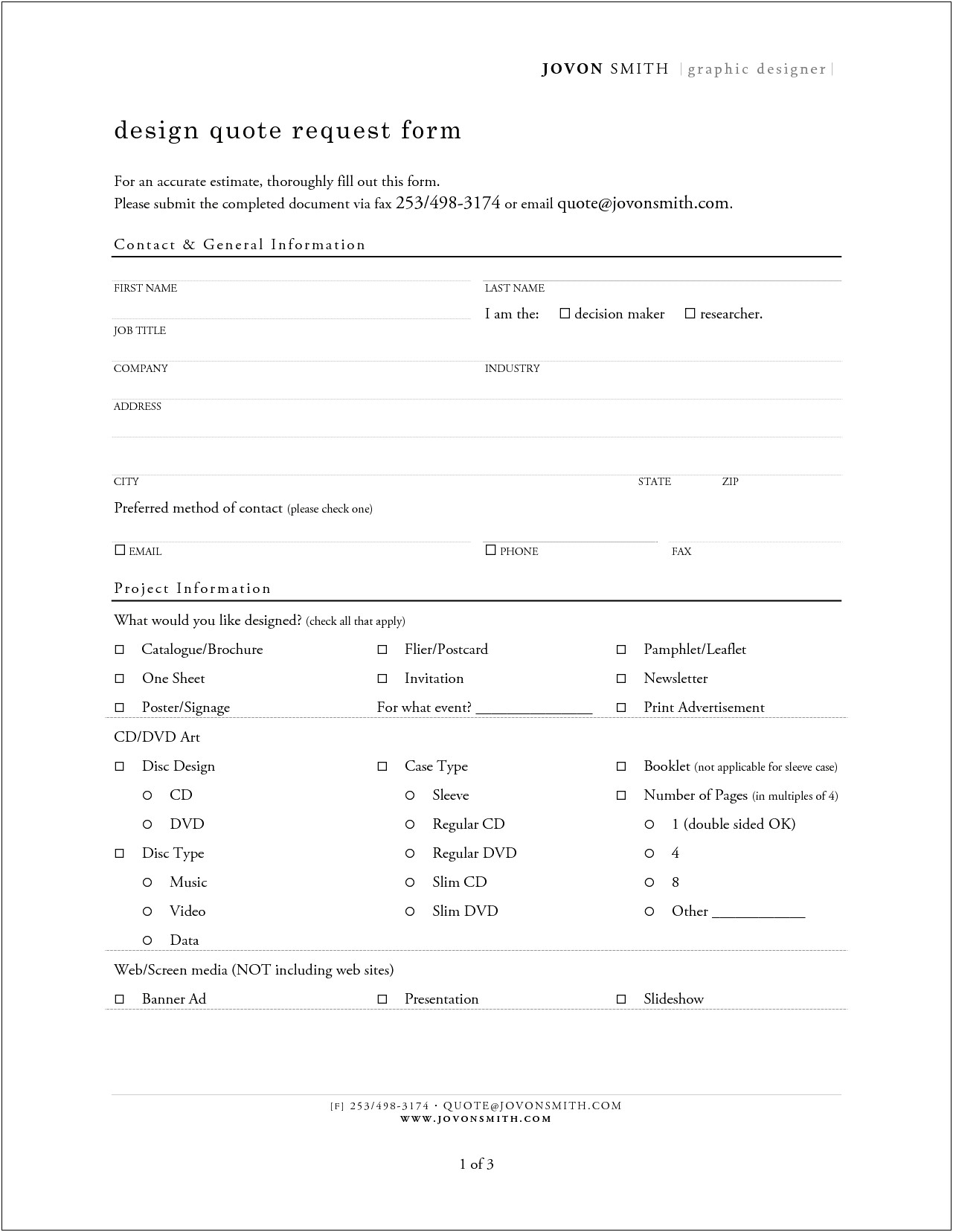 Free Graphic Designer Estimate Word Template