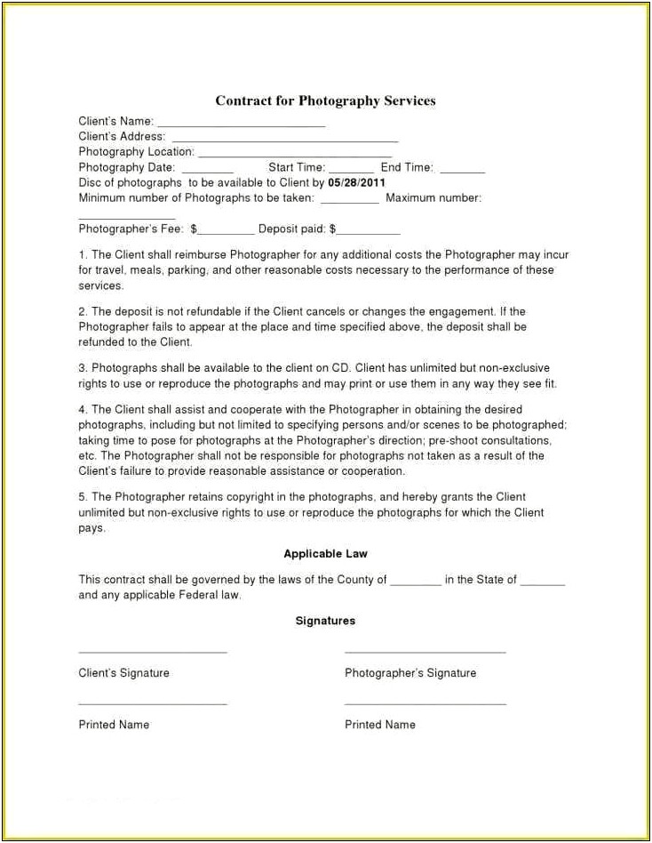 Free Hair And Makeup Contract Template
