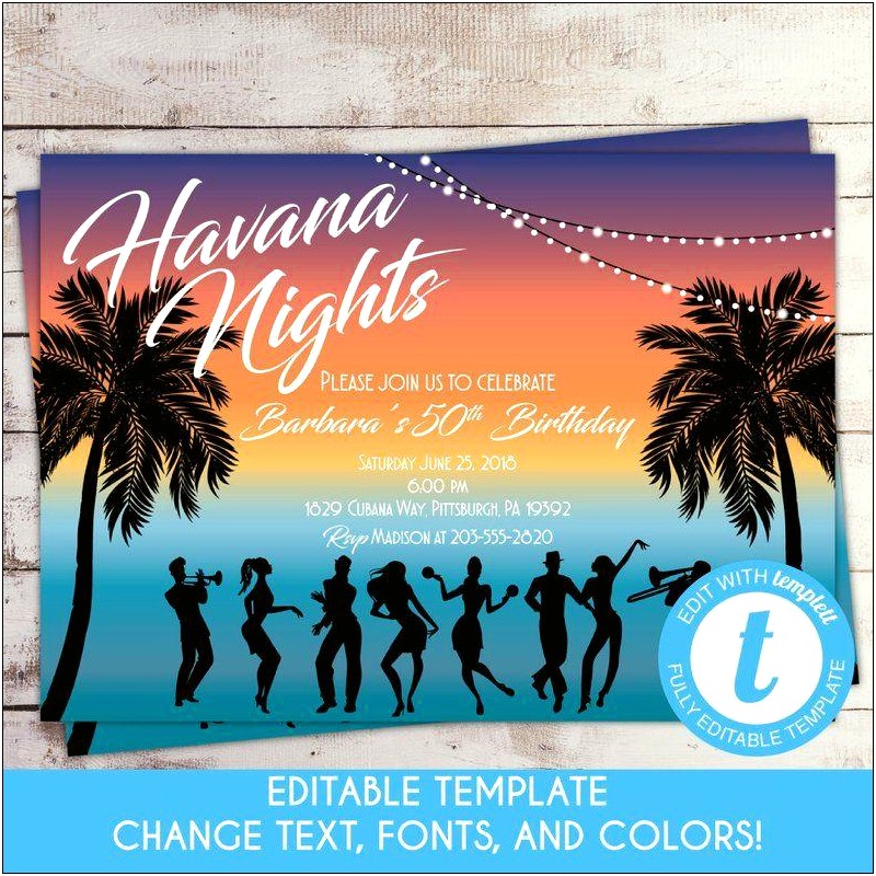 Free Havana Nights Party Invitation Template