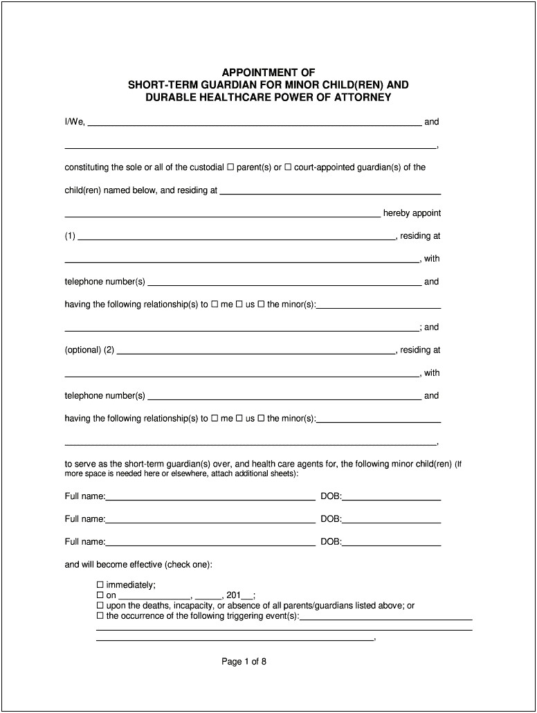 Free Healthcare Power Of Attorney Templates