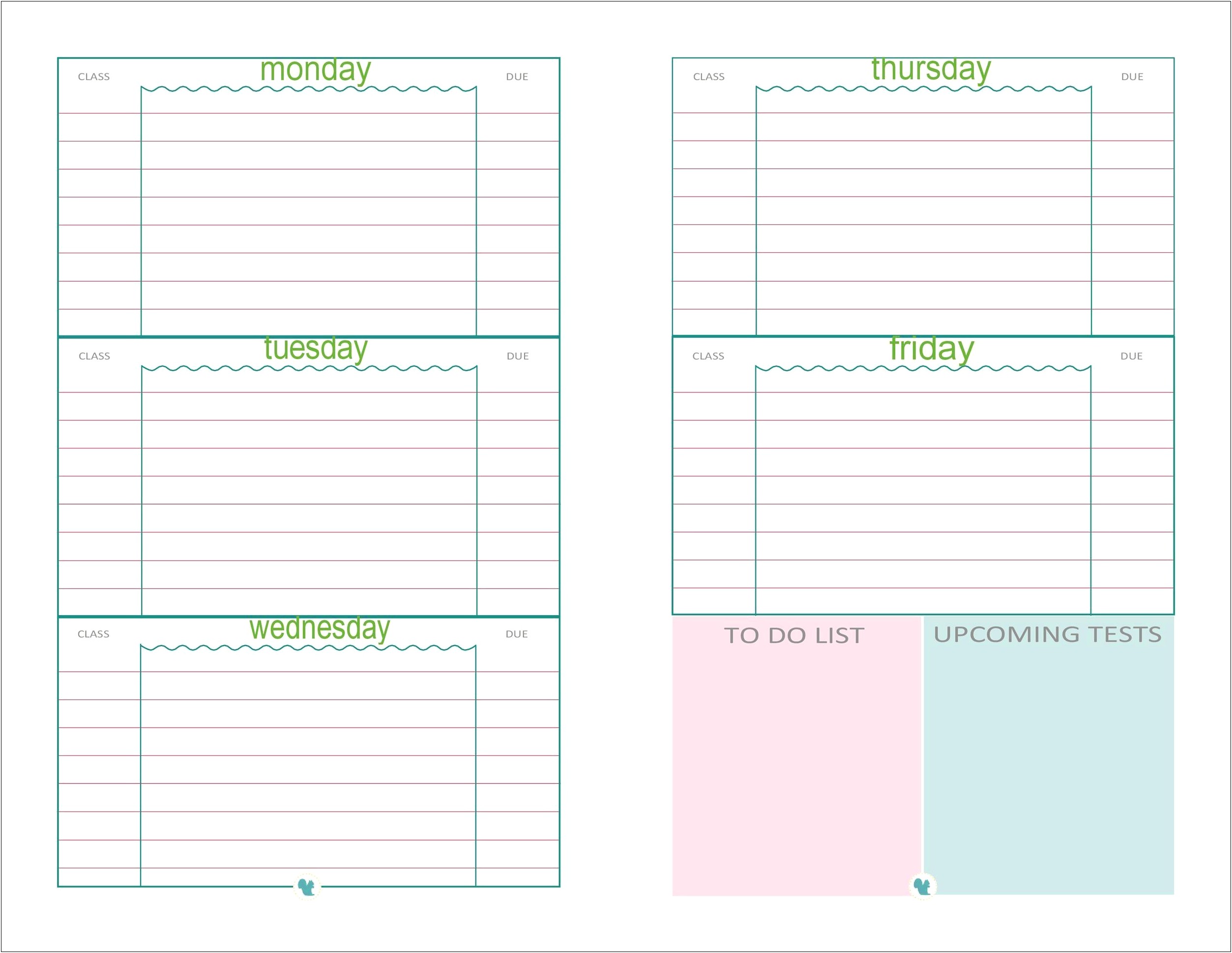 Free Homework Organizer Template For Studenrs