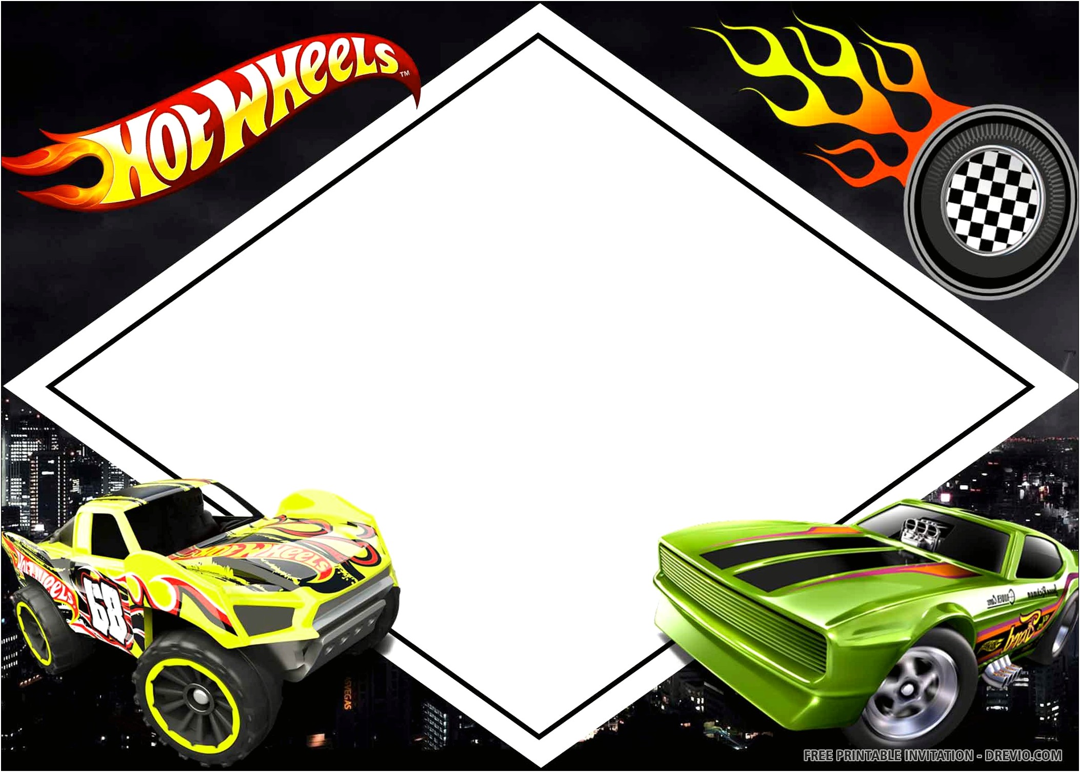 Free Hot Wheels Birthday Invitation Template