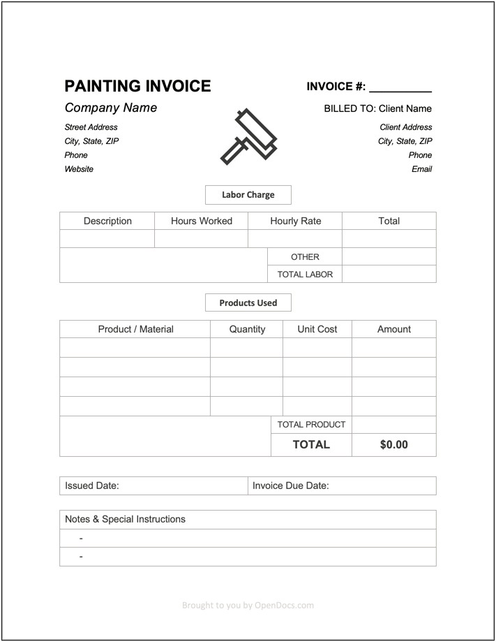 Free House Painting Final Invoice Template