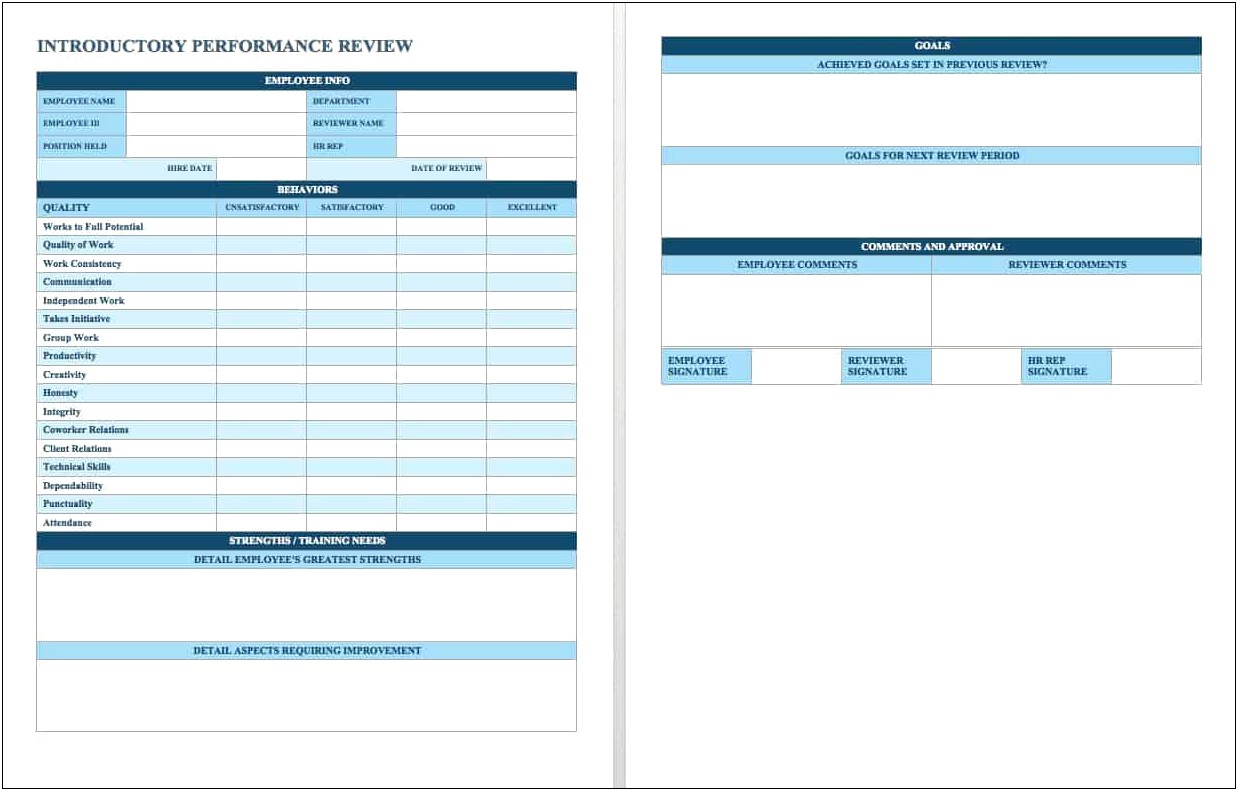 Free Hr Employee Review Template For A School